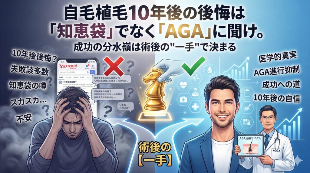 自毛植毛10年後の後悔は「知恵袋」でなく「AGA」に聞け。成功の分水嶺は術後の"一手"で決まる