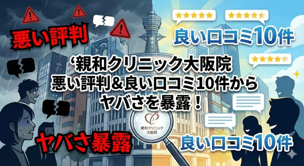 親和クリニック大阪院の悪い評判＆良い口コミ10件からヤバさを暴露！