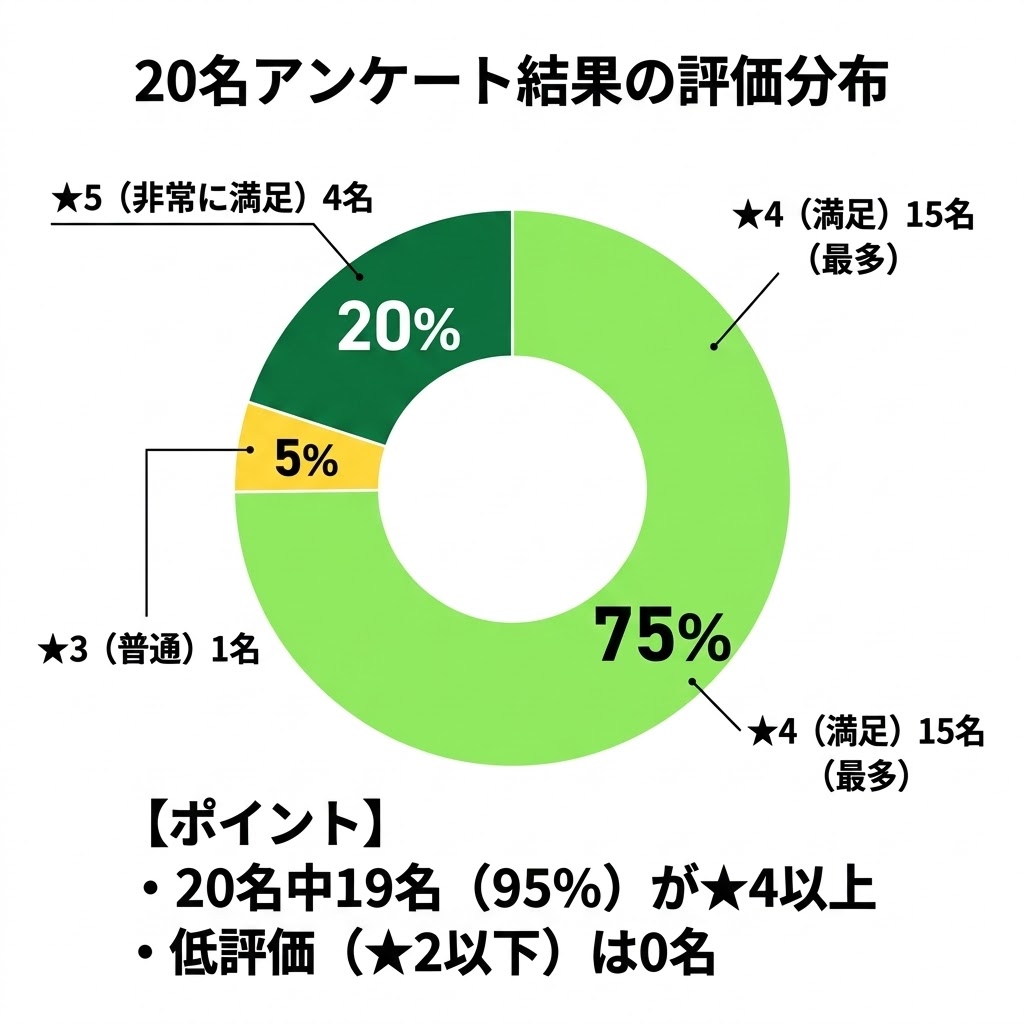 カミノクリニックの評価分布の円グラフ