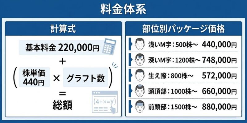 部位別パッケージ価格の料金体系