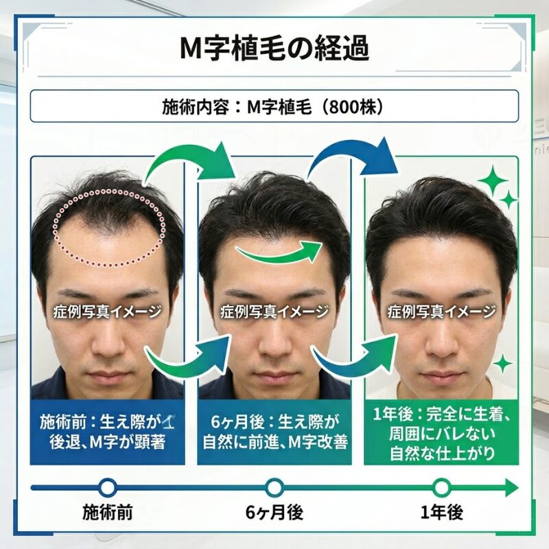 カミノクリニック_M字植毛経過グラフ_800株